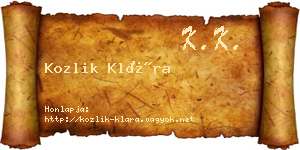 Kozlik Klára névjegykártya