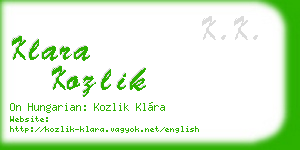 klara kozlik business card